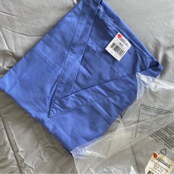 Allheart Mens Scrubs Basics Size XL Baby Blue Top - Picture 2 of 6
